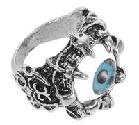 MALUGOGO Evil Eye Alloy Ring Titanium Steel Men’s Finger Ring Halloween Devil Eye Gothic Jewelry Blue Size 8 Suitable for Costume and Daily Wear