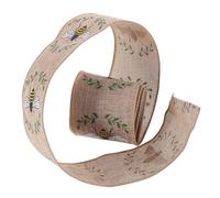 MALUGOGO Floral Bee Ribbon with Wired Edges Yards Wide Spring Summer Decorative Ribbon for Present Wrapping DIY Crafts Sewing Ornaments