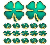 MALUGOGO Four Leaf Metal Enamel Brooch Pins Green 20pcs Shamrock with Magnetic Clasp, Elegant Design for Women and Men for Formal Occasions and Weddings