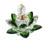 MALUGOGO Green Lotus Shaped Crystal Perfume Bottle Refillable Cosmetic and Essential Oil Storage Container for Living Room and Vintage Bedroom Home Decor
