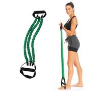 MALUGOGO Green Tpe Chest Expander with Three Springs and Foot Pedal, Sturdy Arm Pulling Resistant Band for Adults, 3x25 Pounds Strength Training Equipment Suitable for Exercise at Home