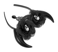 MALUGOGO Halloween Skull and Horn Headband for Women Adults, Black Plastic and Fabric Hair Accessory with Versatile Styling and Effortless Transformation for Cosplay and Party