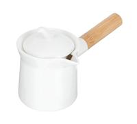 MALUGOGO Handled Ceramic Teapot White Porcelain Milk Container with Lid for Tea and Coffee Shops Smooth Round Surface Comfortable Grip Elegant Design for Home and Restaurant Use