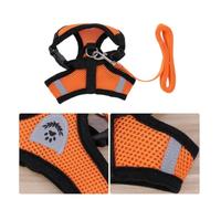 MALUGOGO Harness Back with Breathable Dog Orange Adjustable Vest Polyester Mesh Chest Strap for Prevents Pulling and Suffocating Small Dogs Puppies Suitable for Running and Hiking