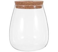 MALUGOGO Hydroponics Glass Vase Plant Propagation Station with Wood Cork Stopper and Bamboo Tray Base for Plants and Leaf Cuttings, Heat Resistant Water Propagating Jar, Living Room