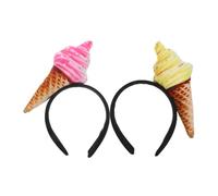 MALUGOGO Ice Cream Cone Headbands Non- Cloth Hair Bands with Adorable Aesthetic Design 2pcs Non- Cloth Hair Bands Versatile Accessories for Women for Styling Your Hair and Doing Makeup