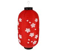 MALUGOGO Japanese Style Silk Hanging Lantern with Cherry Blossoms Design, Easy to Hang Red Lantern for Party Decoration and Outdoors, Chic and Delicate Japanese Garden Ornament