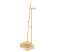 MALUGOGO Long Handle Dustpan and Brush Set with Wooden Handle and Soft Bristles, Wear Resistant Household Broom and Dustpan Kit, Easy to Use for Lobbies and Shopping Malls Cleaning