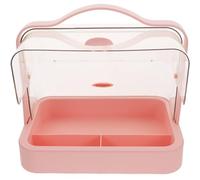 MALUGOGO Makeup Organizer Box with Two-way Clamshell Design, Desktop Cosmetic Storage Box in Pink, Multipurpose Lid Storage for Skin Care Products and Makeups, for Bedrooms and Home Use