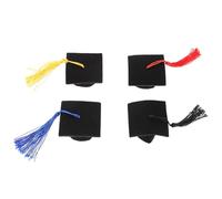 MALUGOGO Mini Doctoral Cap Bottle Covers for Beer Bottles Reusable Felt Closures with Tassels Table Decoration for Bars Restaurants and Graduation Season