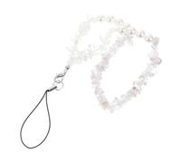 MALUGOGO Pearl Crystal Phone Chain Strap for Women, Handmade Beaded Anti-lost Mobile Phone Accessory with Natural Pearls and White Crystals, Unique Decorative Charm for Smartphones