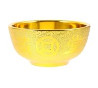 MALUGOGO Plastic Multi-Function Offering Bowl Golden Decorative Buddhist Temple Bowl Easy to Clean with Intricate Carvings for Household and Ritual Use