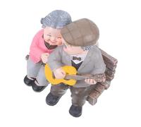 MALUGOGO Playing Guitar Ornaments Guitar Figurine Grandma and Grandad Ornament Old People Cake Topper Older Couple Statue Vinyl Office Couple Figurine Resin