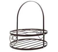 MALUGOGO Portable Beer Bottle Carrier Basket with Handle, Iron Beer Holder Rack for 7 Bottles, Antique Copper Finish, Outdoor Drink Caddy for Picnic and Festival Use