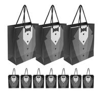MALUGOGO Present Bags Versatile Use Elegant and Sophisticated Design for Convenient Carrying 10pcs Black Paper with Handles for Weddings, Birthdays, and Holiday Packaging Supplies