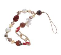 MALUGOGO Red Stone Crystal Phone Hanging Rope Beaded Wrist Strap Lightweight Decorative Mobile Phone Charm Suitable at School Or Office