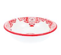 MALUGOGO Retro Enamel Washbasin with Large Capacity, Thick and Sturdy Vintage Kitchen Basin for Mixing and Serving, Sturdy Red Enamel Basin for Home and Commercial Use