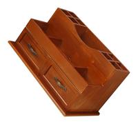 MALUGOGO Retro Wooden Makeup Storage Box with Drawer for Dressing Table, Brown Cosmetic Organiser Box for Bedroom and Living Room, Exquisitely Made Desktop Cosmetic Storage