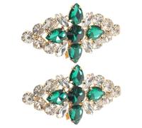 MALUGOGO Rhinestone Flower Shoe Clips for Bridal Shoes, 2pcs Green
