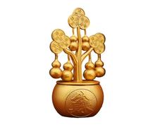 MALUGOGO Rotable Feng Shui Gold Money Tree Ornament for Tv Cabinet Fortune Enhancing Wealth Decor with Golden Coins and Abundance Symbols Lucky Chinese Year Decoration for Living and