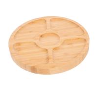 MALUGOGO Round Wooden Compartment Tray Divided Serving Plate with Leaf Shape Design Wood Snack and Dessert Organizer for Family Gatherings and Parties
