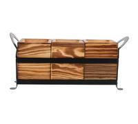 MALUGOGO Rustic Wooden Utensil Caddy High Load Capacity Silverware Organizer Compact Flatware Holder for Kitchen Countertop Vanity Makeup Brush Storage with Smooth Polished Finish Easy to