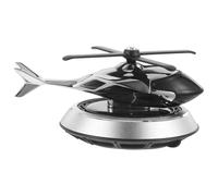 MALUGOGO Silver Helicopter Car Aromatherapy Diffuser Solar Energy Rotating Function, Aluminium and Zinc Alloy Material, Modern Stylish Car Decor for Dashboard Interior Accessories