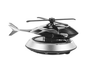 MALUGOGO Silver Helicopter Car Aromatherapy Diffuser Solar Energy Rotating Function, Aluminium and Zinc Alloy Material, Modern Stylish Car Decor for Dashboard Interior Accessories