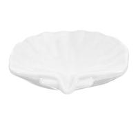 MALUGOGO Soap Dish Holder Self Draining Feature Soap Dish Ceramic Shell Shaped White Simple Style for Bathroom and Washing Sink and Safe on Shower Shelves