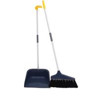 MALUGOGO Soft Bristle Broom and Dustpan Set with Non-Stick Hair Cleaning, Blue Household Sweeping Kit for Floor Cleaning and Home Use