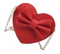 MALUGOGO Stylish Heart-shaped Pu Shoulder Bag with Chain, Easy to Open and Close, Practical Red Cross-body Bag for Different Occasions and Travel Leisure