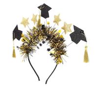 MALUGOGO Tinsel Headband Grad Cap Bopper Graduation Hat Decorations Kit Stylish Glitter Felt Fabric Hair Accessory with Star Tassel for Graduation Ceremonies