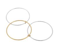 MALUGOGO Two Tone Bracelet Stack for Women, Stainless Steel Geometric Interlocking Bangles, Lightweight and Effortless Layering for Commuting and Summer Beach Fashion