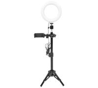 MALUGOGO USB Portable Light Powered Angle with Adjustable Selfie Circle and Tripod Stand for, Abs and Aluminium Alloy Material LED Fill Live Broadcasting Industry Phone