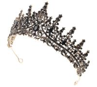 MALUGOGO Vintage Black Crown Wedding Tiara Bride Headband Rhinestones for Wedding Hair Accessories and Birthday Crowns for Princess Themed Decor