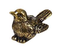 MALUGOGO Vintage Brass Craft Sparrow Figurine Small Bird Ornament with Flat Bottom Stable Desktop Animal Decoration for Home Office Car Retro Golden Bird Statue