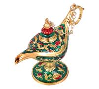 MALUGOGO Vintage Zinc Alloy Wish Lamp with Handle Classic Party Light for Arab Night Cosplay and Birthday Table Decoration Elegant Retro Desktop Ornament for Collectors and Themed Events