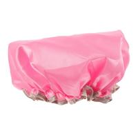 MALUGOGO Waterproof Women Bath Hat Double Layer Shower Cap Made of Polyester and Peva, Comfortable to Touch, Elastic Fit for Spa and Cleaning Face, Pink Colour Suitable for Home Use
