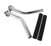 MALUGOGO Wheelchair Armrest Extender 24cm Steel Push Handle Replacement with Silver Smooth Cover for Elderly Transport Chair Mobility Aid