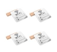 MALUGOGO Wifi Password Sign for Password Display Acrylic 4pcs with Wooden Base, Writable Surface Vertical Desktop Stand with Steady Placement, for Cafe and Front Desk Decor