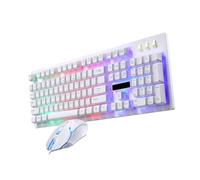 MALUGOGO Wired Mechanical Keyboard and Mouse Set, 104-Key Keyboard with 4-Key Mouse, Luminous Non-Conflict Design, Plastic, for Gaming, Office and Cafe Use