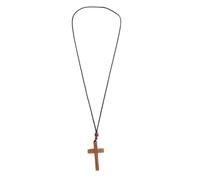 MALUGOGO Wooden Cross Pendant Necklace Vintage Style for Car Rearview Mirror, Handcrafted Religious Christian Charm with Sturdy String Symbol of Protection Vehicle Decoration