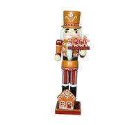 MALUGOGO Wooden Gingerbread Man Nutcracker Figure Christmas Decoration Ornament for Home Bedroom Living Premium Wooden Material Creative Gingerbread House Design Holiday Decor and Photo