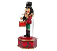 MALUGOGO Wooden Nutcracker Musical Box Xmas Gift Ornament Christmas Desktop Decoration Drum Playing Painted Craftsmanship