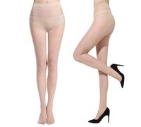 Malustar 2 Pairs 20 Den Sheer Tights with Rip-Resistant Design (Beige)