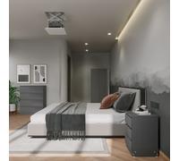 Malvern 2 Door Wardrobe Bedroom Set Grey with Chest and x2 Bedsides