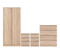 Malvern 2 Door Wardrobe Bedroom Set Sonoma Oak Effect with Chest and x2 Bedsides
