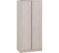 Malvern 2-Door Wardrobe in Urban Snow Beige with Recessed Handles, Hanging Rail & Shelf