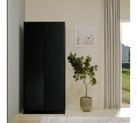 Malvern 2 Door Wardrobe Matt Black Modern Storage Hanging Rail Freestanding