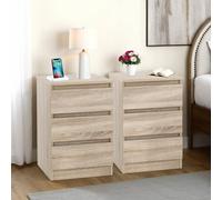 Malvern 2pc Duo 3 Drawer Bedside Chest Sonoma Oak Effect Modern Storage